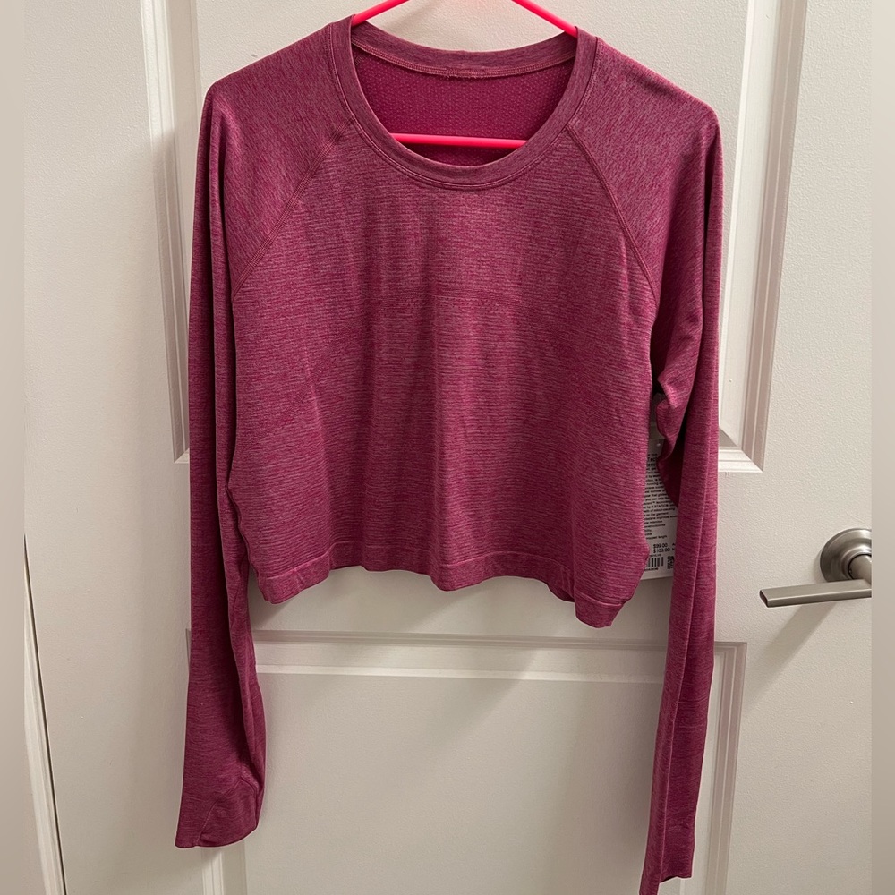 SOLD - NWT Swiftly Tech Cropped Long Sleeve 2.0 (Wildberry/Velvet Dust)
